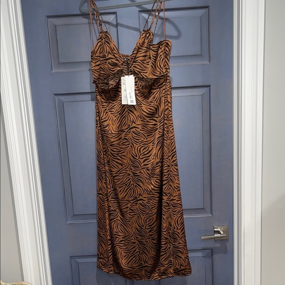 Zara Brown Zebra Print Maxi Dress XL NWT - Picture 6 of 13